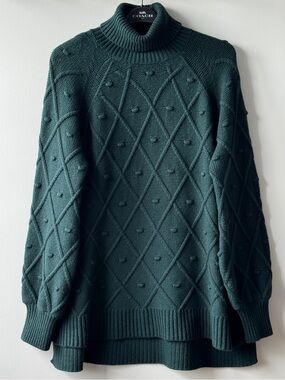 Tuckernuck Forest Green Cashmere Blend Bobble Cable Knit Sweater XXL